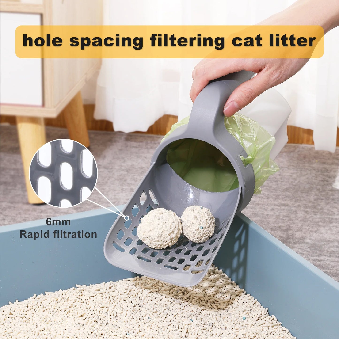 .Integrated cat litter scoop and self-cleaning cat litter box.