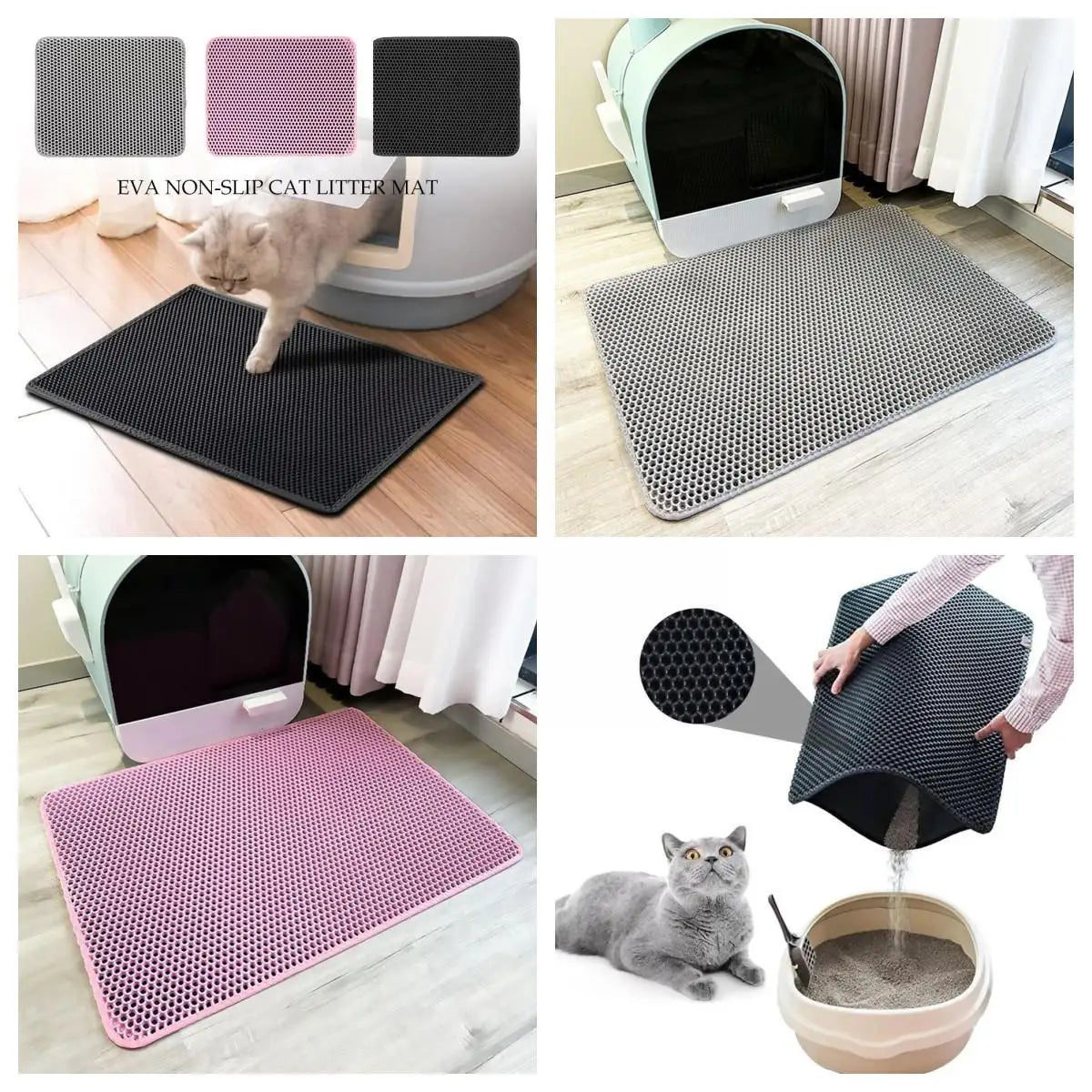 Almohadilla de arena para gatos doble capa, filtro antideslizante impermeable, lavable.