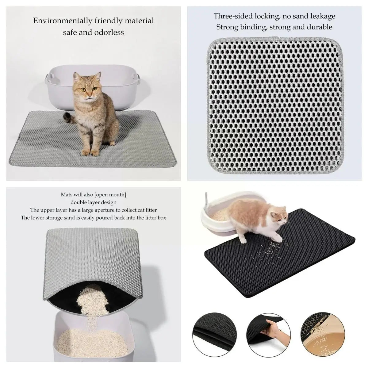 Litière pour chat double couche, filtre antidérapant imperméable, lavable.