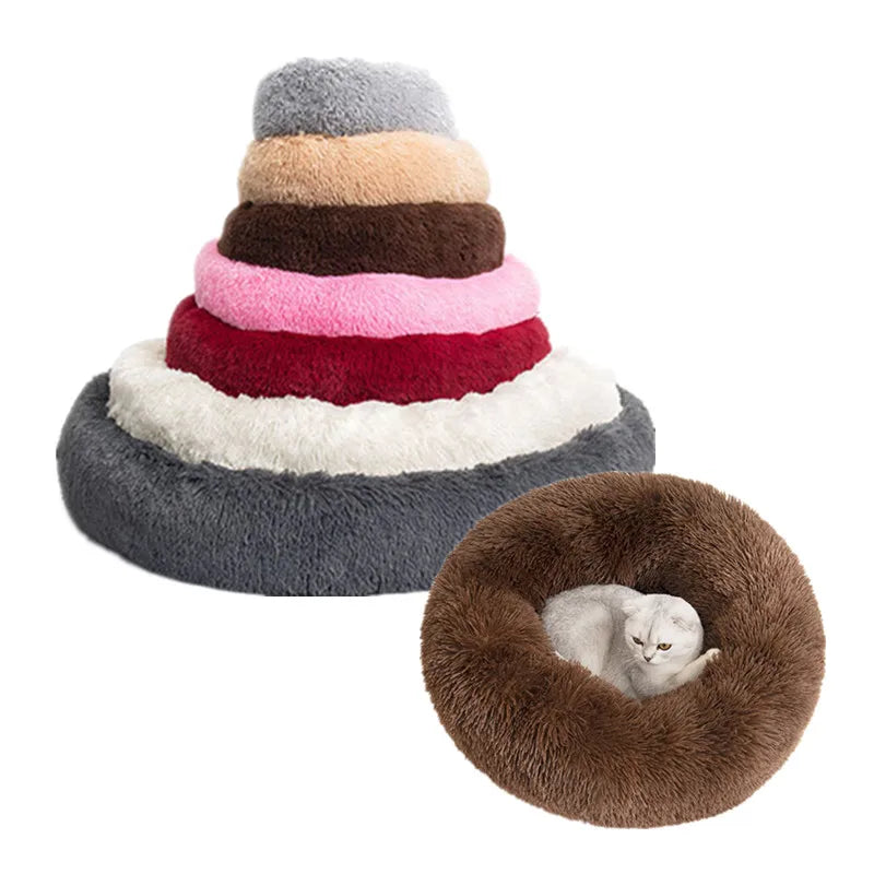 Nid en peluche rond de 50 cm pour chiens et chats.